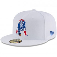 Men's New England Patriots New Era White Throwback Logo Omaha 59FIFTY Fitted Hat 3155942